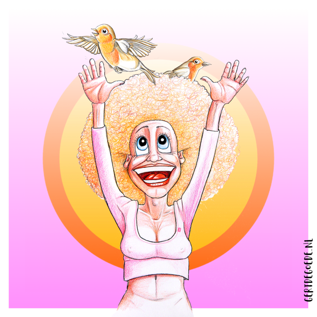 Gert de Goede cartoon cartoonist roodborstjes roodborstje afro vogelnestje borstjes vrolijk